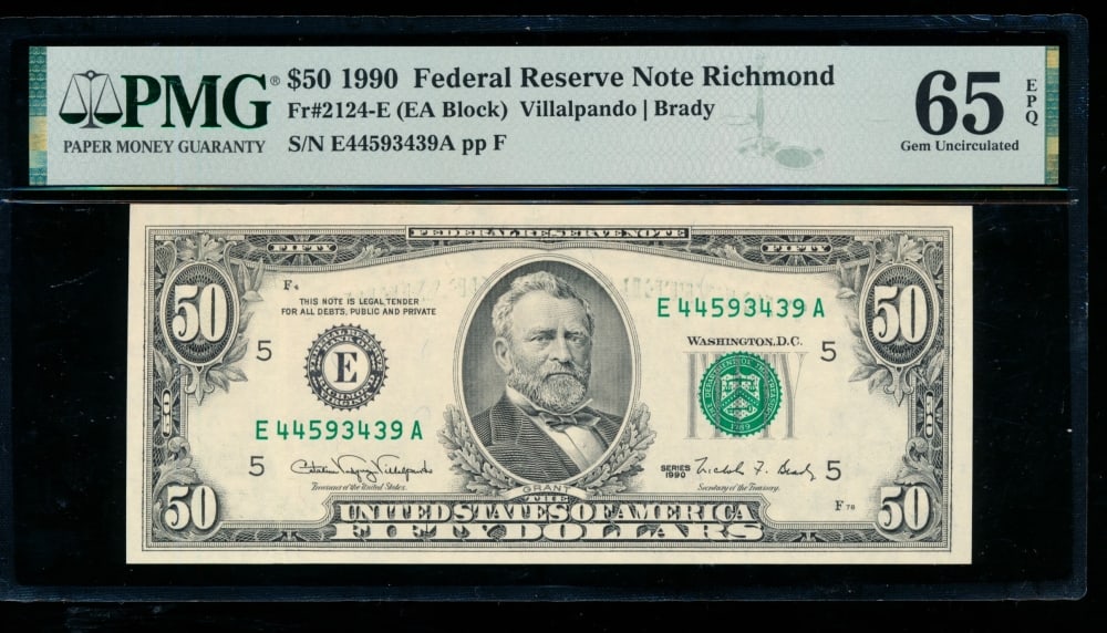 1990 $50 Richmond FRN PMG 65EPQ (1 of 2)