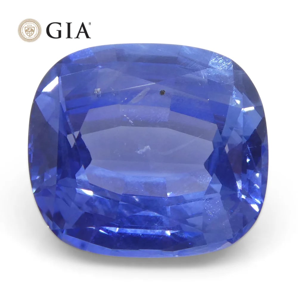 Large 5.09 Ct GIA Certified Natural Sapphire: Impressive Untreated 5.09 Ct Blue Sapphire is a cushion brilliant cut measuring 10.61 x 9.56 x 5.06 mm. Reveals a medium light tone and moderately strong saturation. This Sapphire is stunning! Origin: