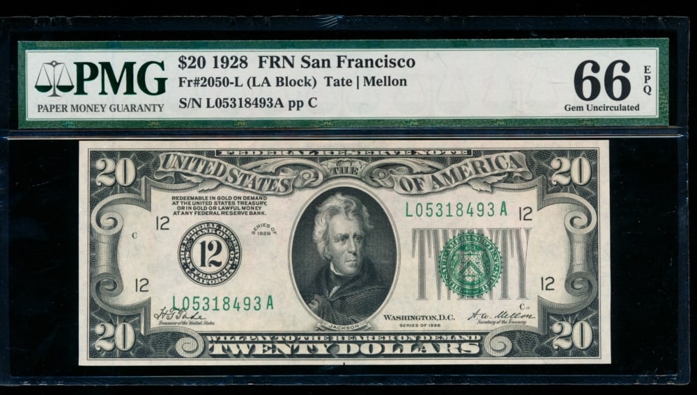 1928 $20 San Francisco FRN PMG 66EPQ (1 of 2)