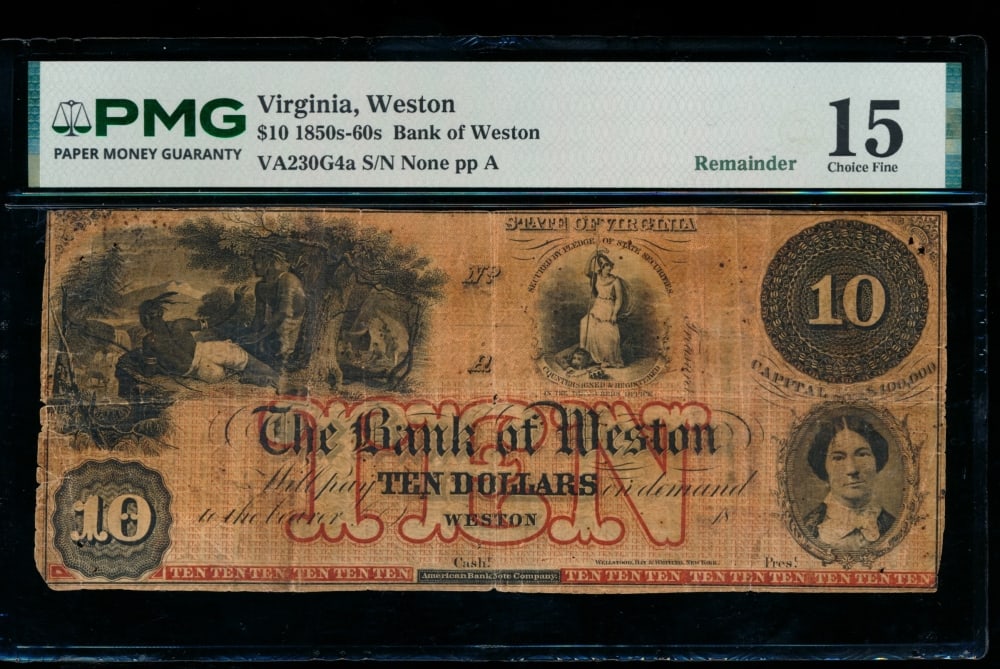 1850s $10 Weston VA Obsolete PMG 15 (1 of 2)