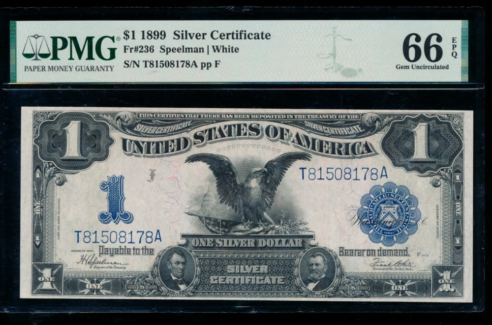 1899 $1 Black Eagle Silver Certificate PMG 66EPQ (1 of 2)