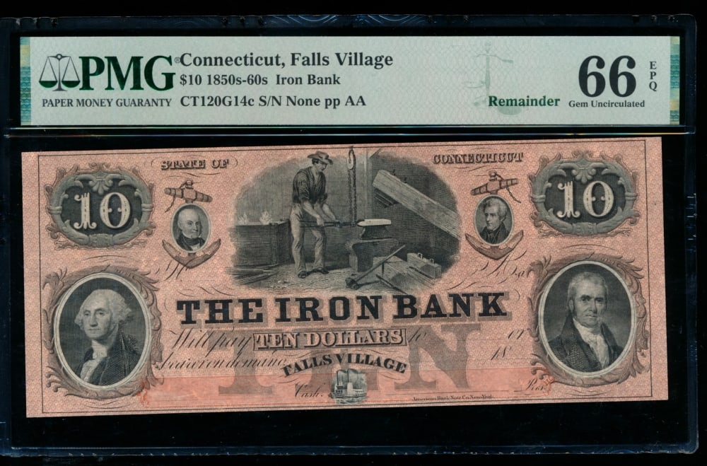 1850s Valls Village CT Obsolete PMG 66EPQ (1 of 2)