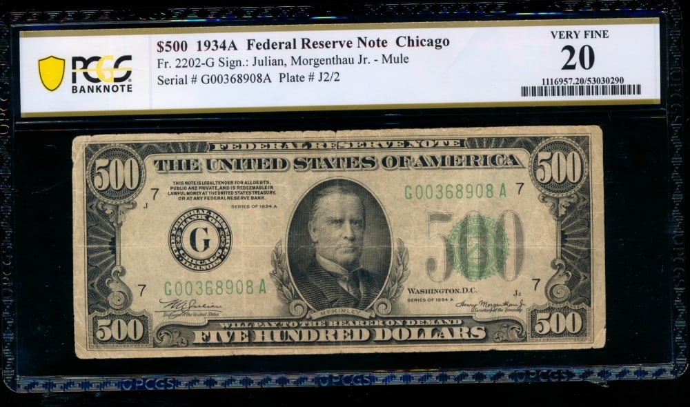 1934A $500 Chicago FRN PCGS 20 (1 of 2)
