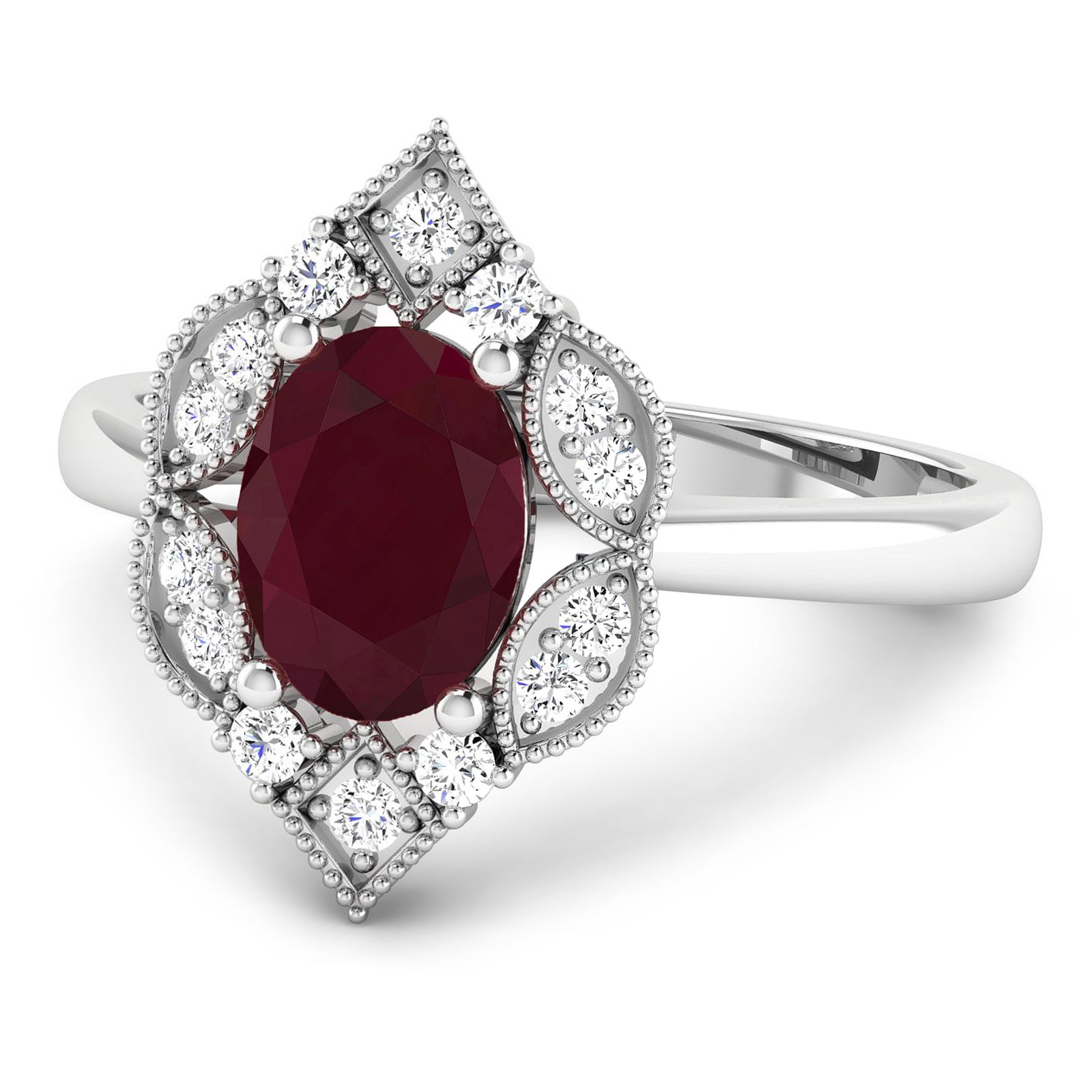 14KT White Gold 1.5ctw Ruby and Diamond Ring - 2