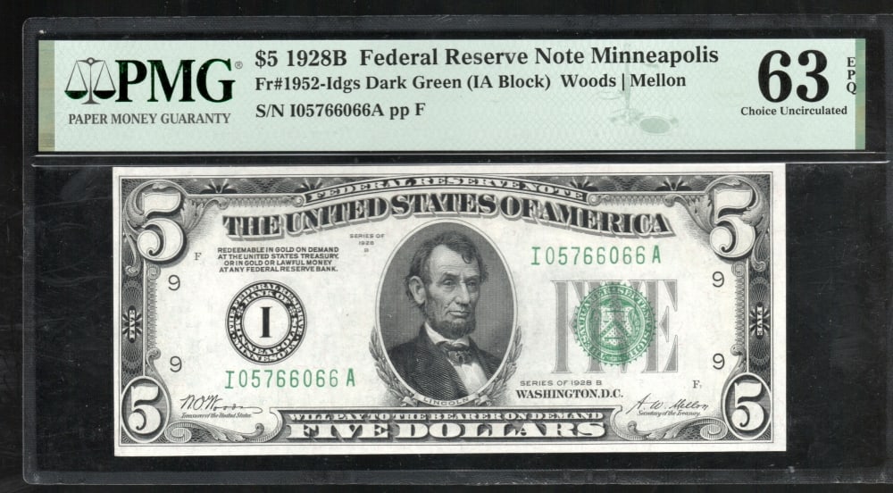 1928B $5 Minneapolis FRN PMG 63EPQ (1 of 2)