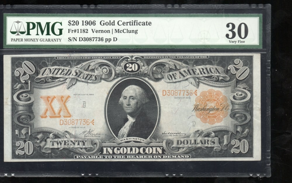 1906 $20 Gold Certificate PMG 30 (1 of 2)