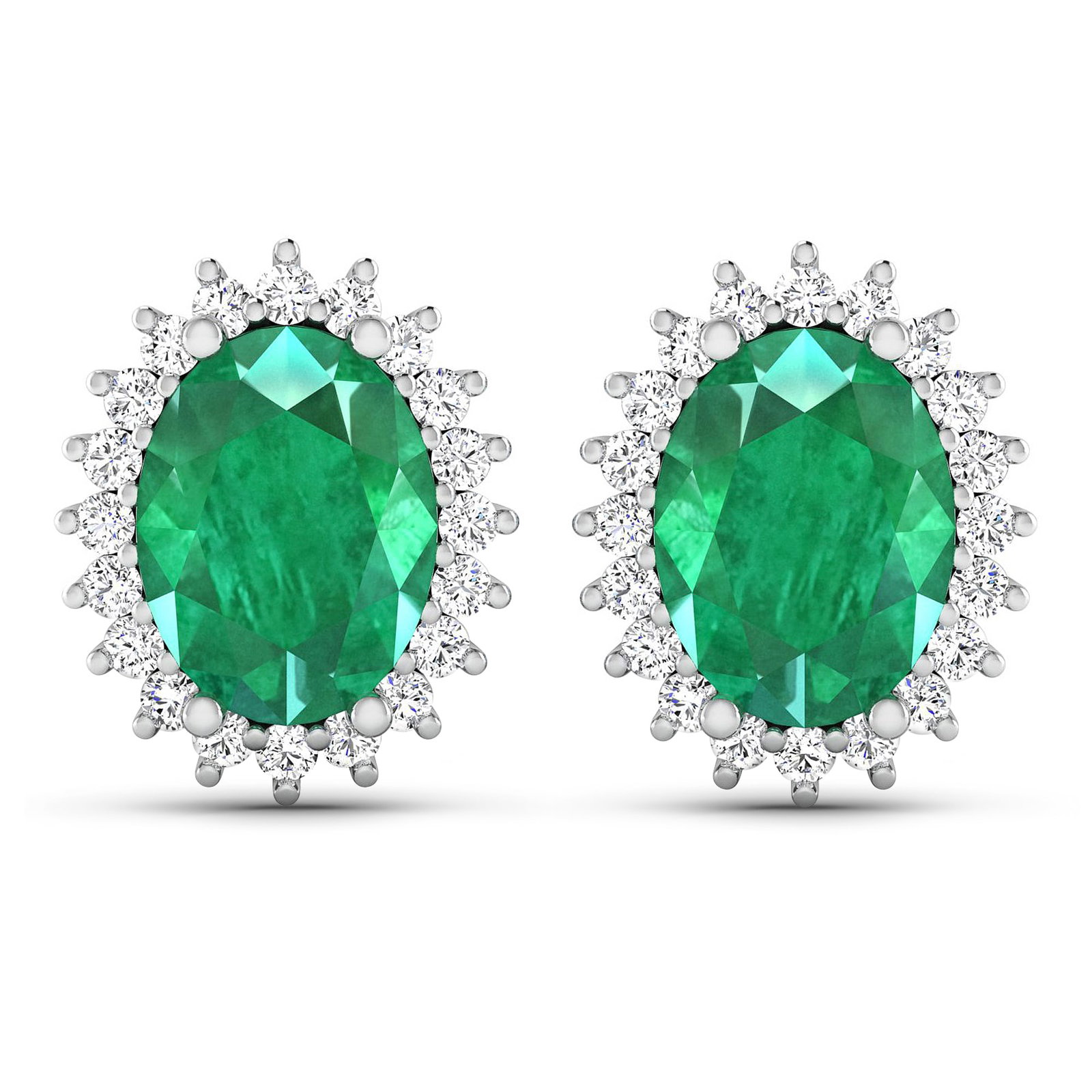 14KT White Gold 2.00ctw Emerald and Diamond Earrings (1 of 4)