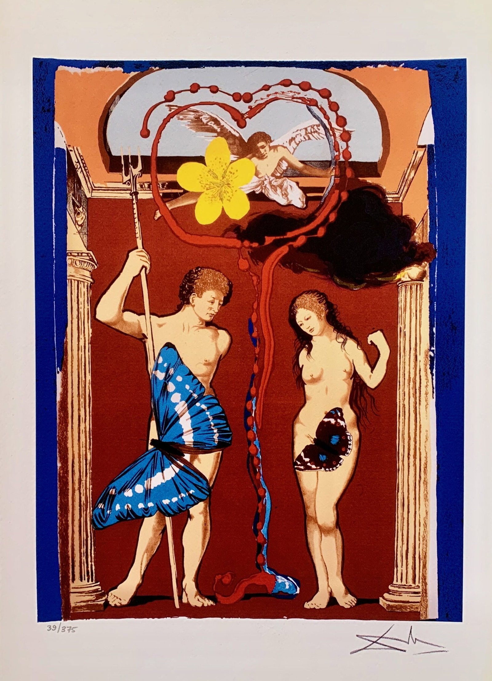 Salvador Dali ADAM & EVE Facsimile Signed Limited Edition Giclee: This is a limited edition giclee titled ADAM & EVE by Salvador Dali. This piece is facsimile signed on the lower right. Pencil numbered from an edition of 375. Paper measures 17 inches x 12 inches.