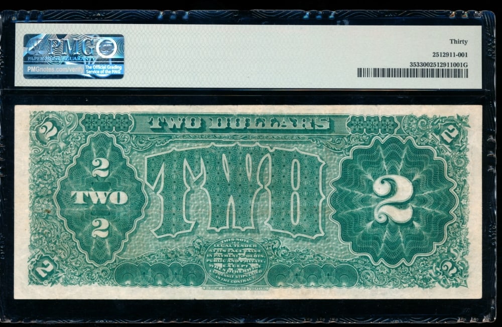 1890 $2 Treasury Note PMG 30 - 2