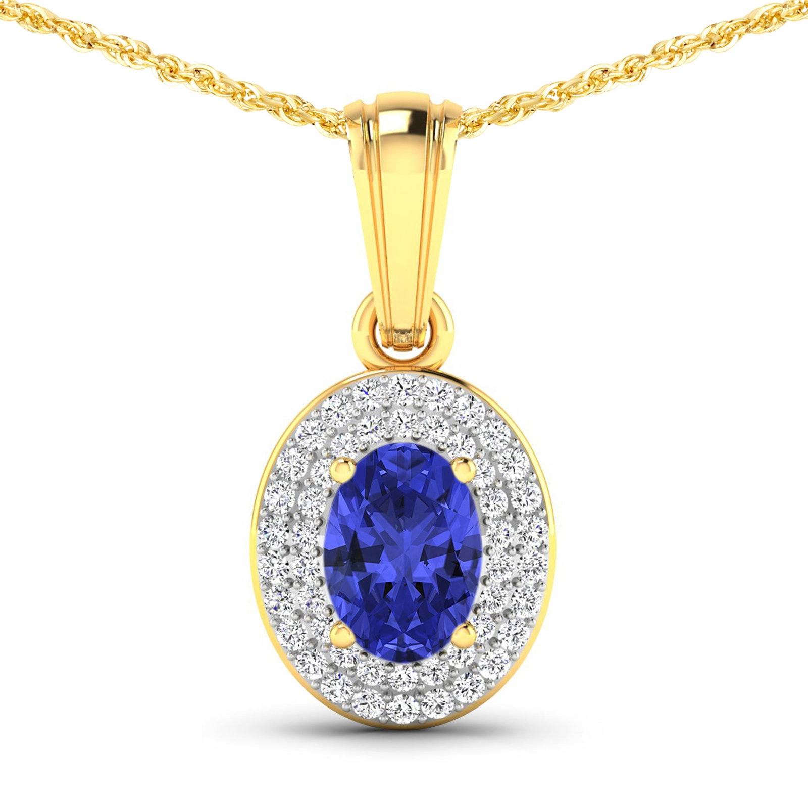 14KT Yellow Gold 0.62ctw Tanzanite and Diamond Pendant (1 of 3)