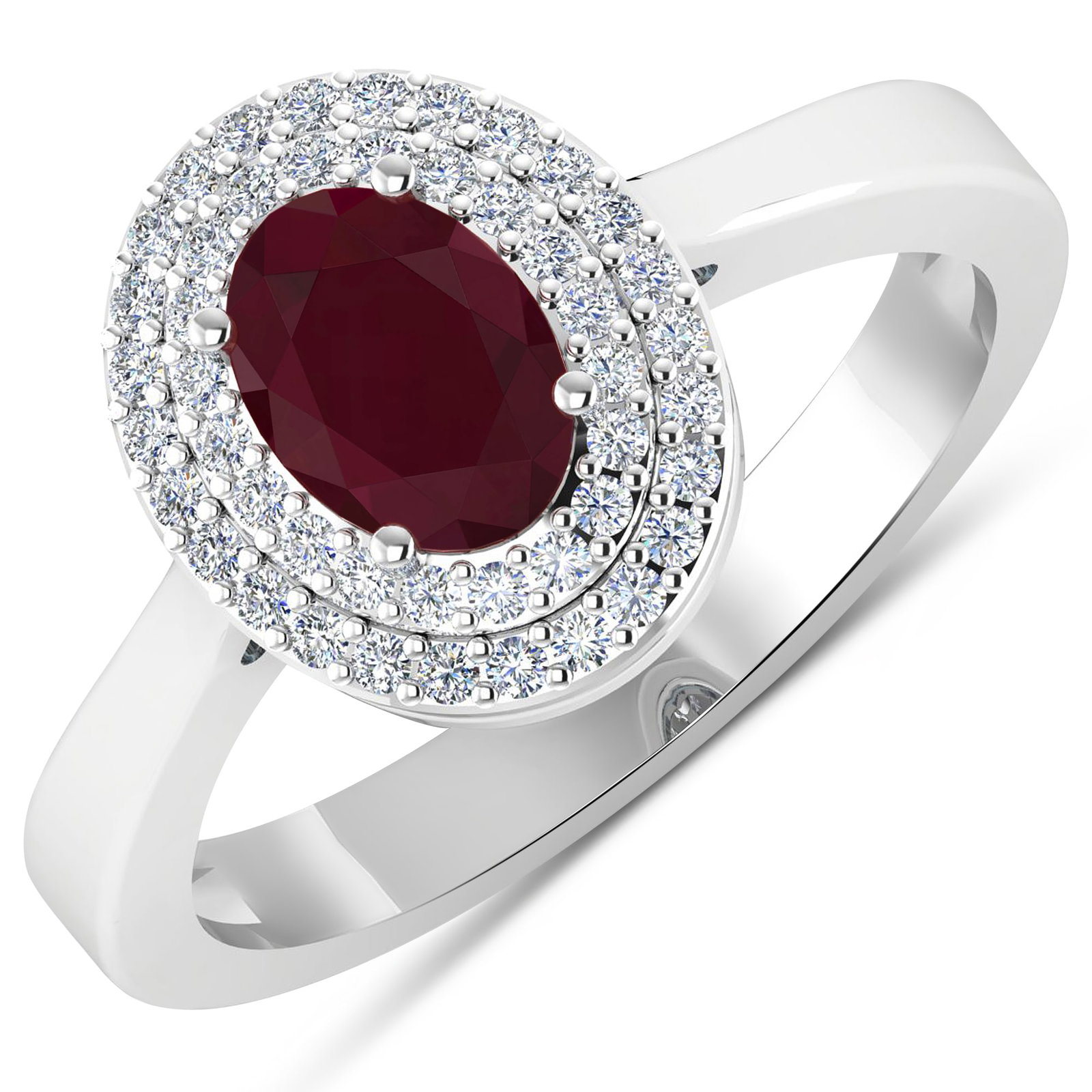 14KT White Gold 0.95ct Ruby and Diamond Ring - 2