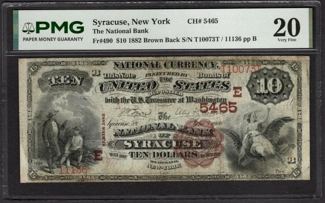 1882 $10 Syracuse NY National PMG 20 (1 of 2)