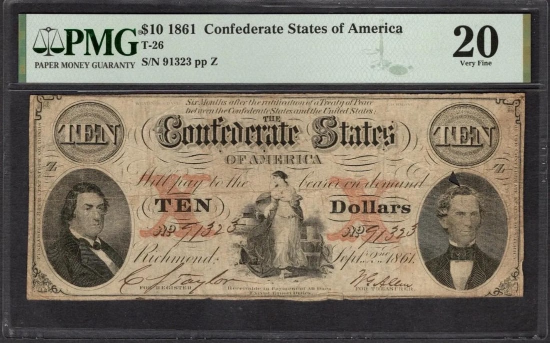 1861 $10 T-26 Confederate PMG 20 (1 of 2)