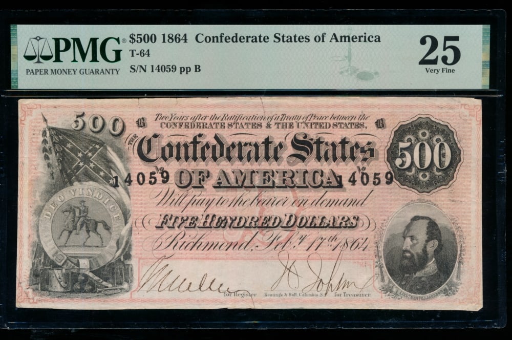 1864 $500 T-64 Confederate PMG 25 (1 of 2)