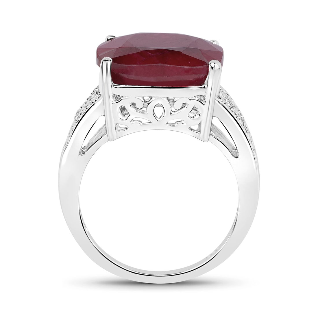 Sterling Silver 14.47ct Dyed Ruby and White Topaz Ring - 2
