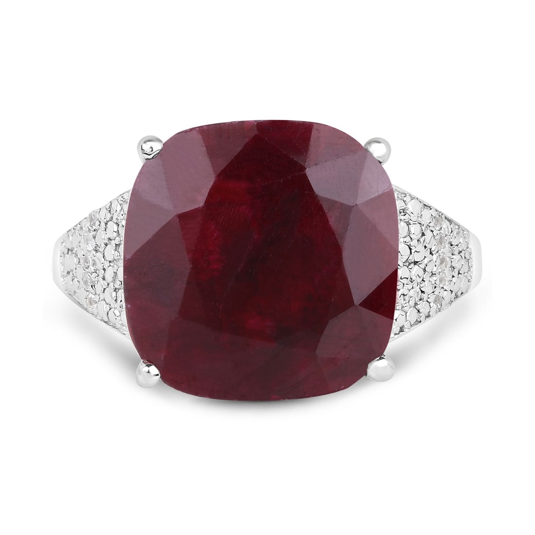 Sterling Silver 14.47ct Dyed Ruby and White Topaz Ring - 3