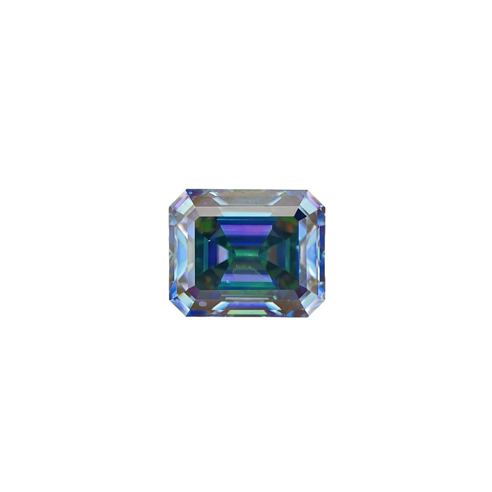 5 Ct VVs1 Russian Color Change Lab Simulated Alexandrite Solitaire: This Large Russian 5 Ct VVs1 Lab Simulated Color Change Alexandrite is an Eye-Clean Fancy Emerald Cut. It Measures 9 x 11 mm. The color spectrum ranges from beautiful greens, blues and pink depen