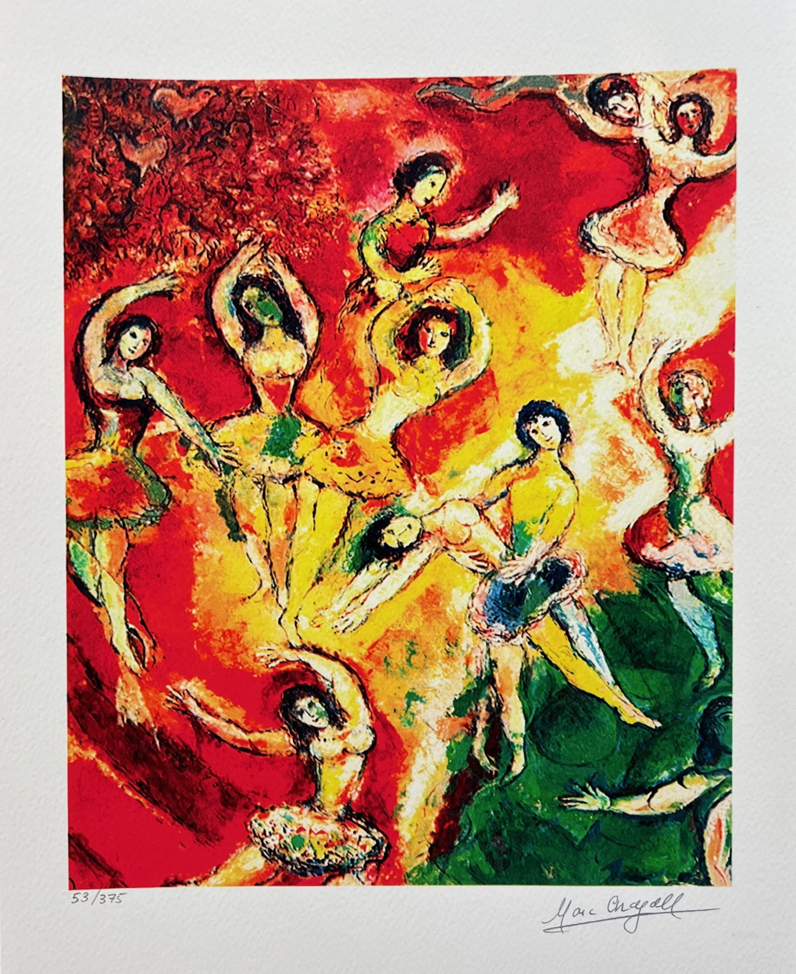 Marc Chagall L?OISEAU DE FEU Facsimile Signed Limited Edition Giclee: This is a Marc Chagall limited edition giclee titled LOISEAU DE FEU. This subject is facsimile signed which means it has a copy of Chagalls signature. Numbered from a limited edition of 375. Image mea