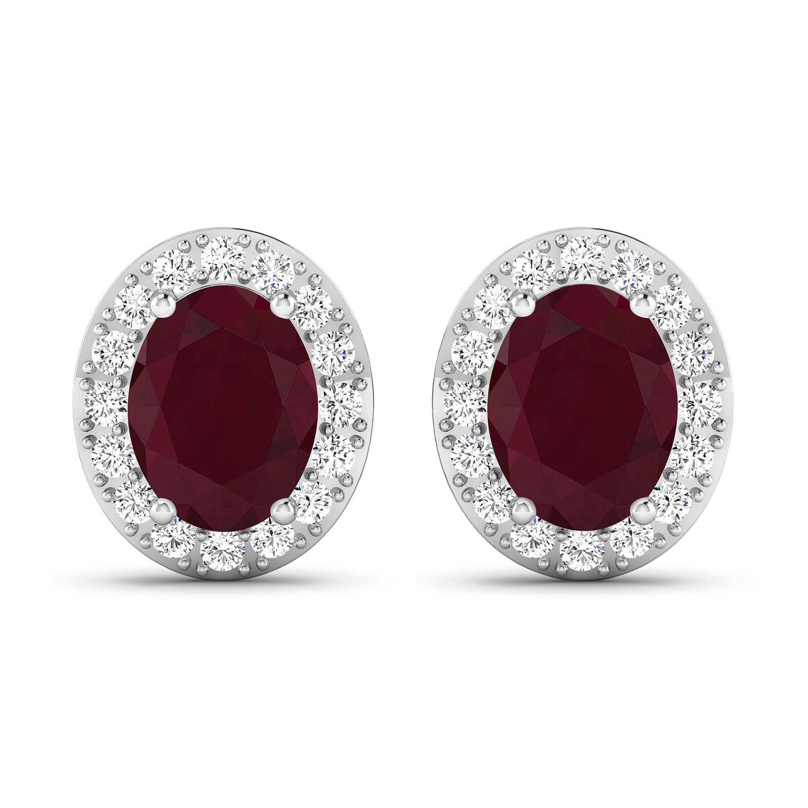 14KT White Gold 3ctw Ruby and Diamond Earrings (1 of 4)