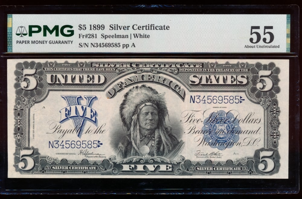 1899 $5 Chief Silver Certificate PMG 55 (1 of 2)