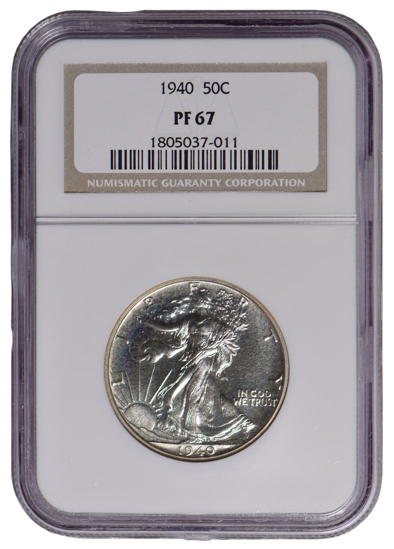 1940 Walking Liberty Half Dollar NGC PF67: One 1940 Walking Liberty Half Dollar NGC PF67.