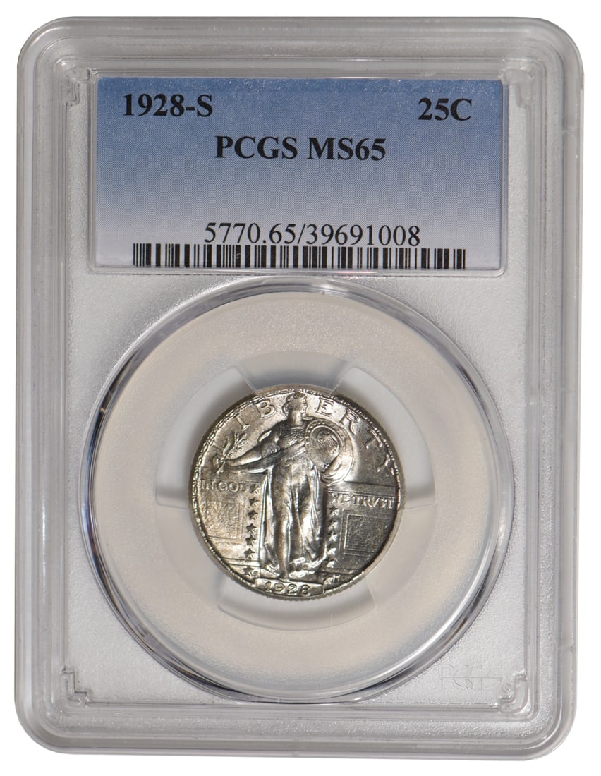 1928-S Standing Liberty Quarter PCGS MS65: One 1928-S Standing Liberty Quarter PCGS MS65.