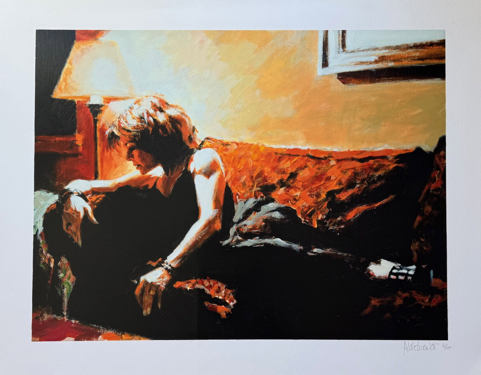 Aldo Luongo SILHOUETTE Hand Signed Limited Edition Serigraph Art: This is a hand signed serigraph by Aldo Luongo titled Silhouette. Beautiful art piece on BFK Rives paper. Paper measures: 31 inches x 39 inches. Image measures 25 inches x 33 inches. Hand signed and n