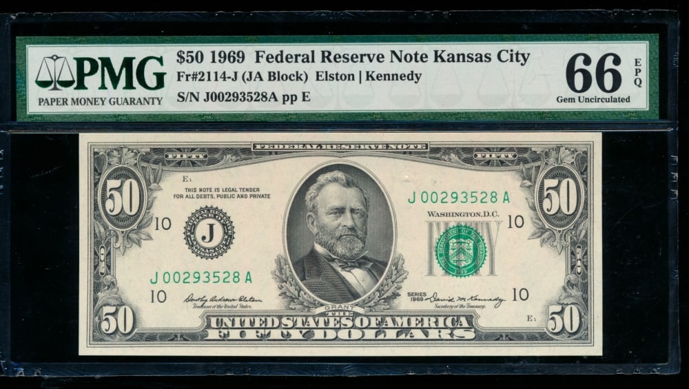 1969 $50 Kansas City FRN PMG 66EPQ (1 of 2)