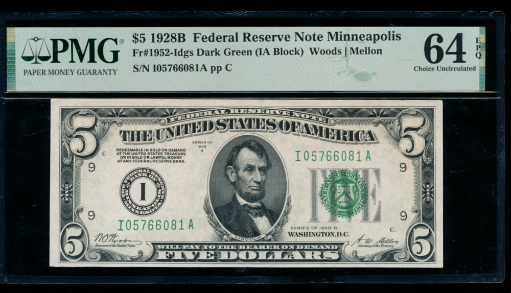 1928B $5 Minneapolis FRN PMG 64EPQ (1 of 2)