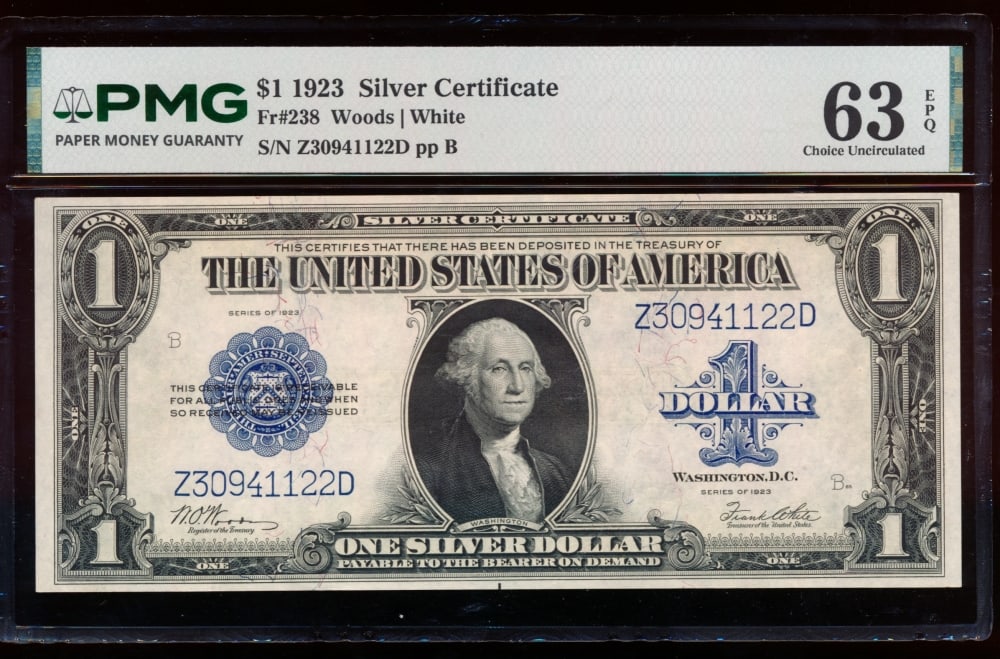 1923 $1 Silver Certificate PMG 63EPQ (1 of 2)