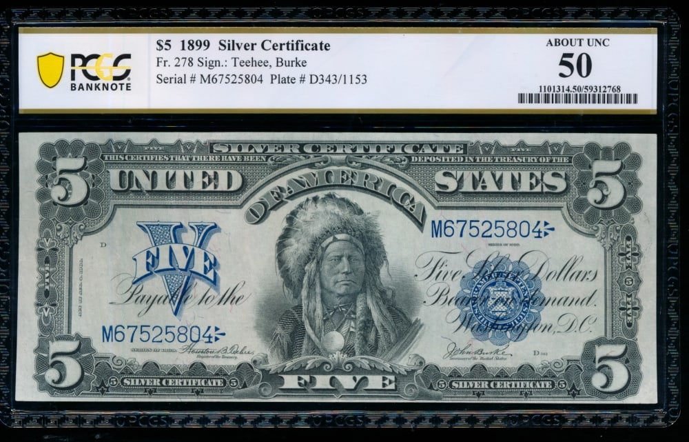 1899 $5 Chief Silver Certificate PCGS 50 (1 of 2)