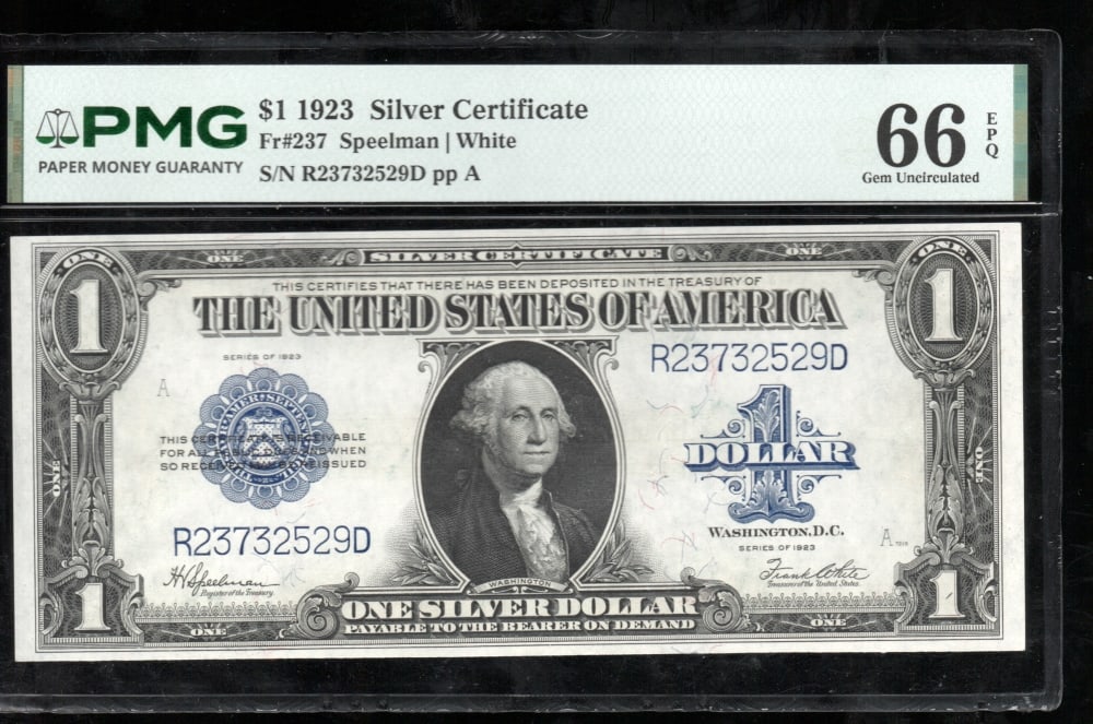 1923 $1 Silver Certificate PMG 66EPQ (1 of 2)