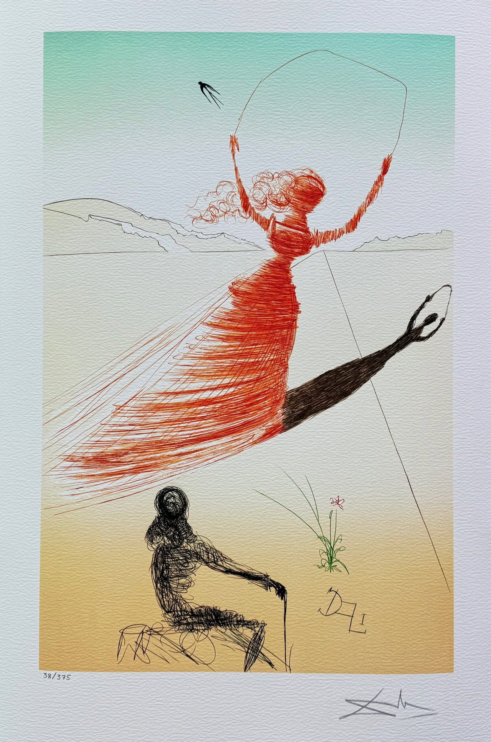 Salvador Dali ALICE IN WONDERLAND Signed Limited Edition Giclee: This is a Salvador Dali limited edition giclee titled Alices Adventures in Wonderland. This piece is facsimile signed which means it bears a copy of Dalis signature on it. This subject is numbered fro