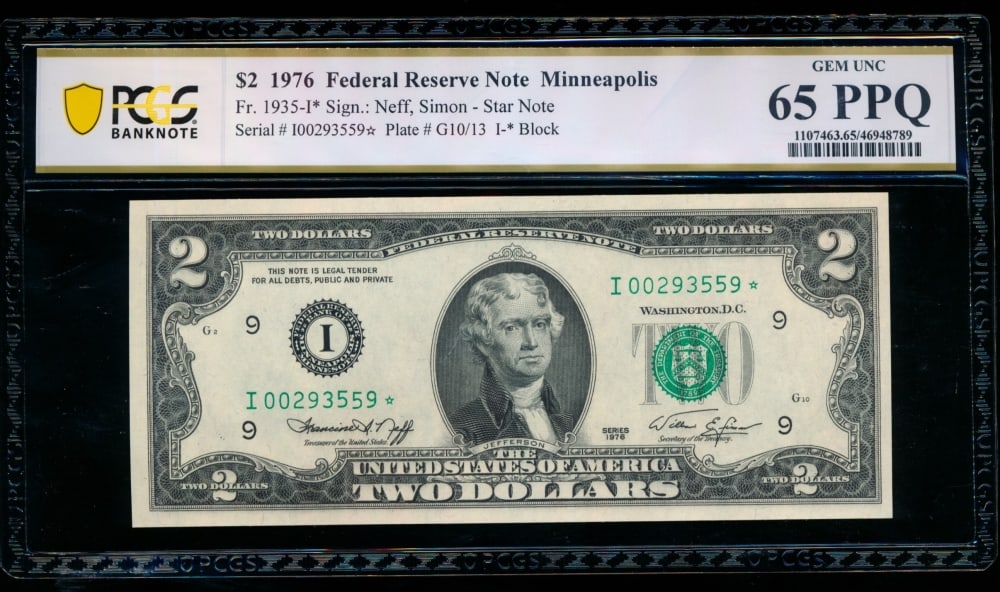 1976 $2 STAR Minneapolis FRN PPQ 65PPQ (1 of 2)