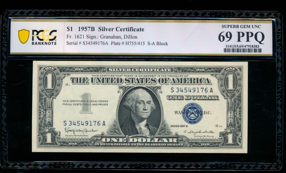 1957B $1 Silver Certificate PCGS 69PPQ (1 of 2)