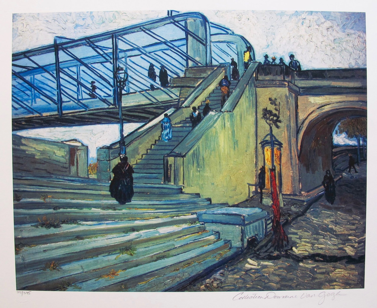 Vincent Van Gogh TRINQUETAILLE BRIDGE Estate Signed Limited Edition Giclee: This is a VINCENT VAN GOGH (ESTATE COLLECTION DOMAINE) reproduction giclee titled Trinquetaille Bridge. This piece is pencil signed on the lower right as Collection Domaine Van Gogh and has an embosse