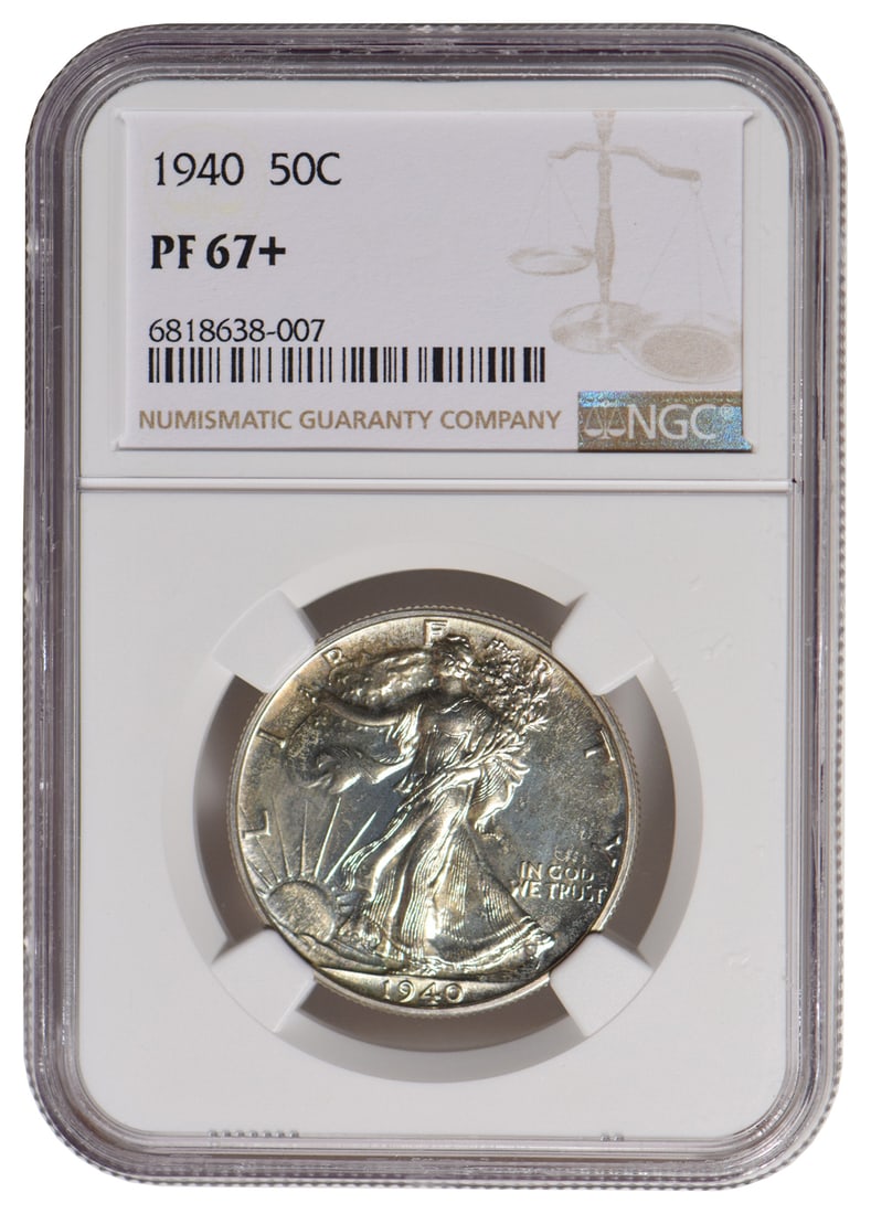 1940 Walking Liberty Half Dollar NGC PF67+: One 1940 Walking Liberty Half Dollar NGC PF67+.