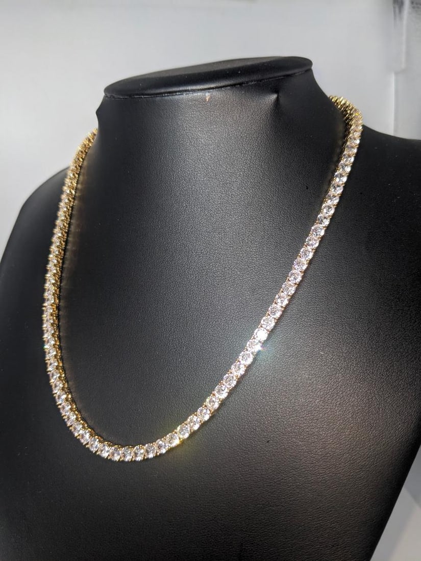 Plated 18KT Yellow Gold 36ctw Simulated Diamond Tennis Necklace (1 of 7)