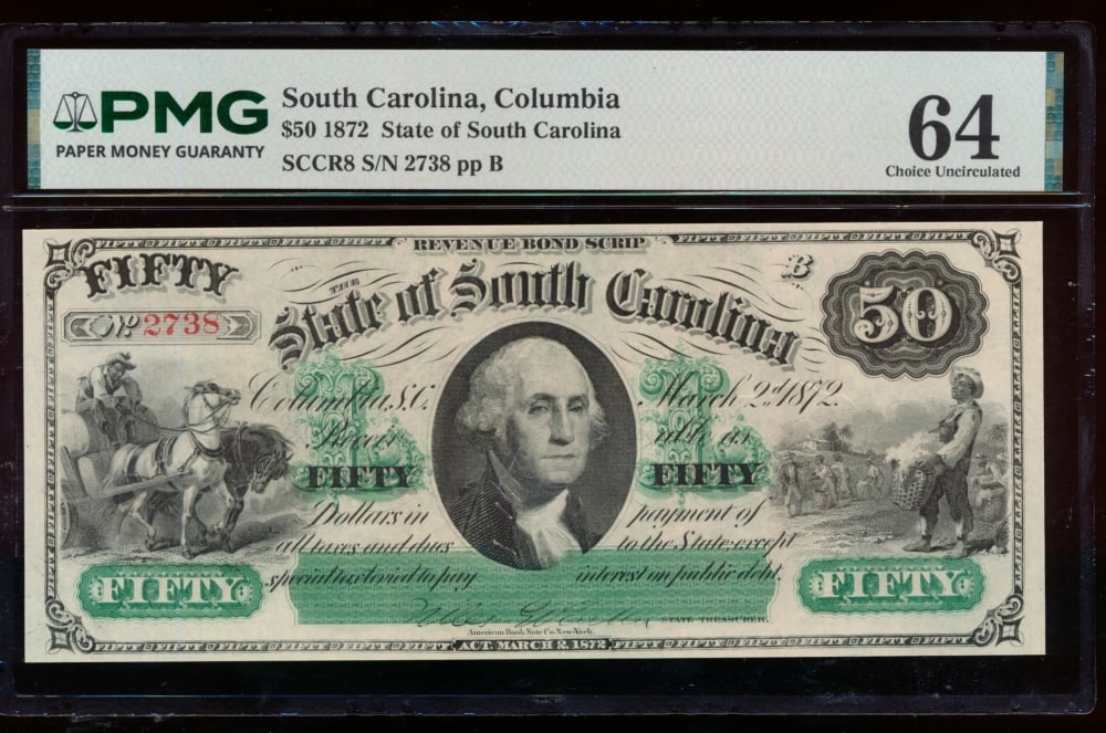 1872 $50 Columbia SC Obsolete PMG 64 (1 of 2)