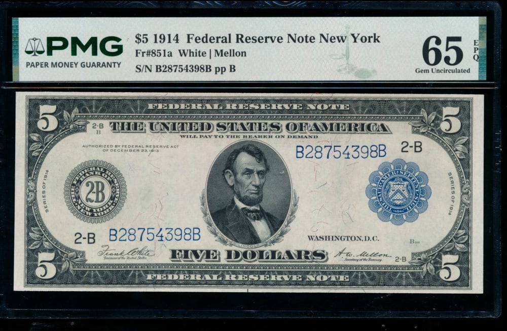 1914 $5 New York FRN PMG 65EPQ (1 of 2)