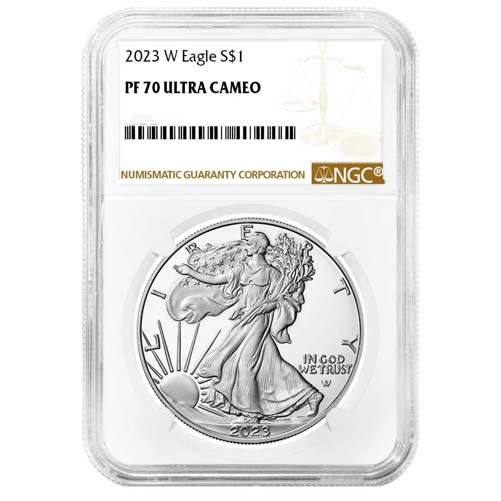 2023W $1 Proof American Silver Eagle NGC PF70 Ultra Cameo: One 2023W $1 Proof American Silver Eagle NGC PF70 Ultra Cameo.