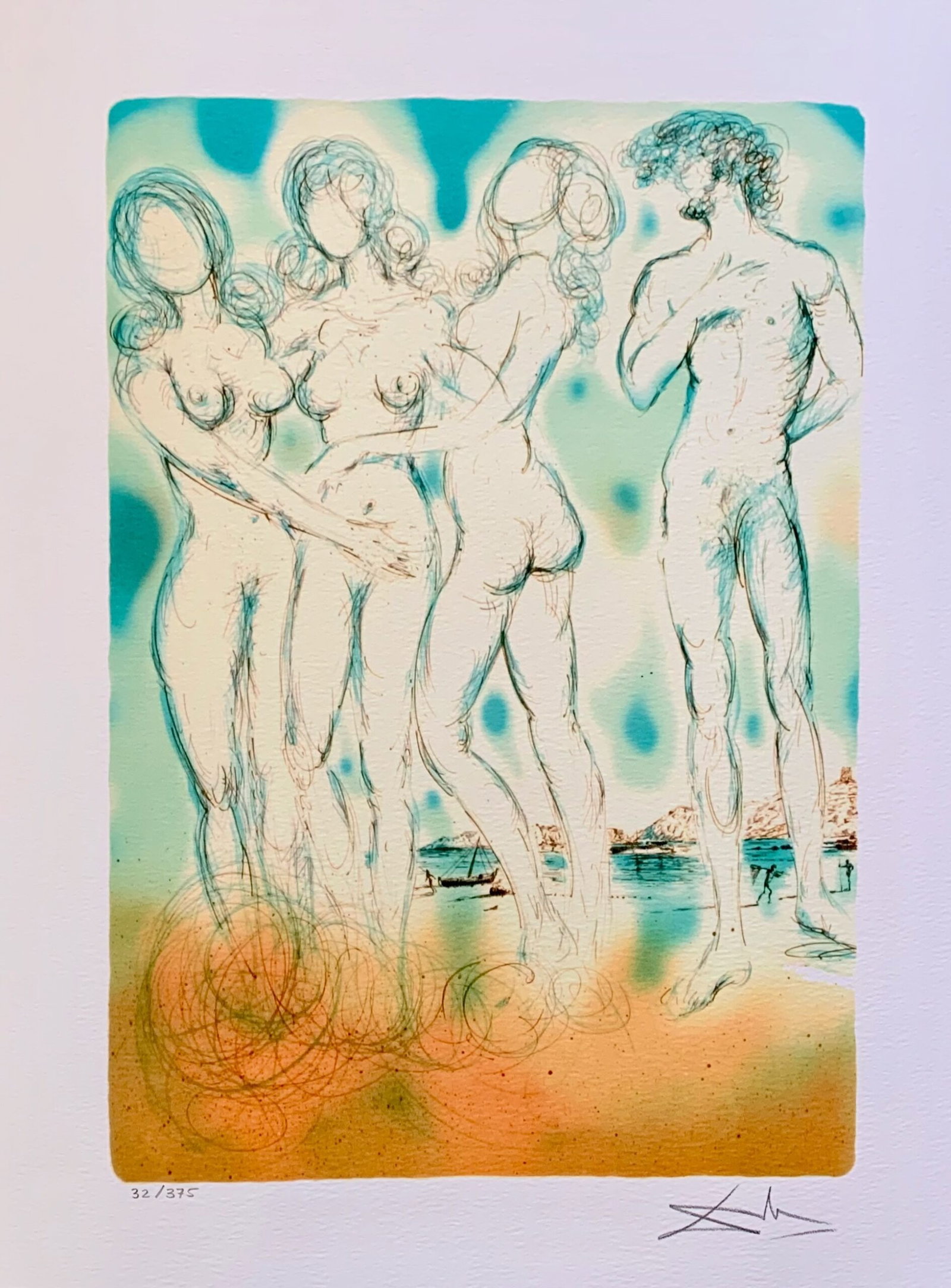 Salvador Dali JUDGEMENT OF PARIS Facsimile Signed & Numbered Giclee: This is a limited edition giclee titled JUDGEMENT OF PARIS by Salvador Dali. This piece is facsimile signed on the lower right. Pencil numbered from an edition of 375. Paper measures 17 inches x 13 in