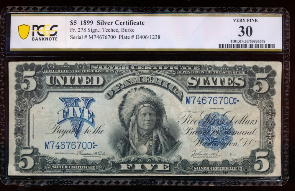 1899 $5 Chief Silver Certificate PCGS 30 (1 of 2)
