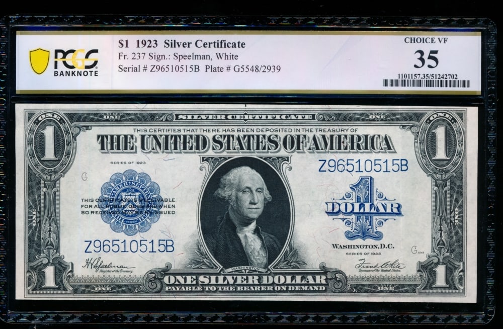 1923 $1 Silver Certificate PCGS 35 (1 of 2)