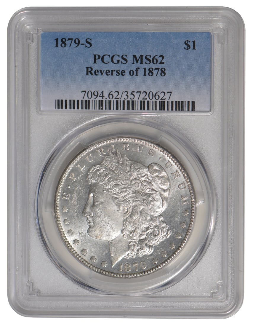 1879-S $1 Morgan Silver Dollar PCGS MS62: One 1879-S $1 Morgan Silver Dollar PCGS MS62.