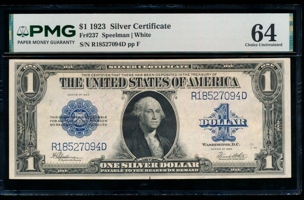 1923 $1 Silver Certificate PMG 64 (1 of 2)