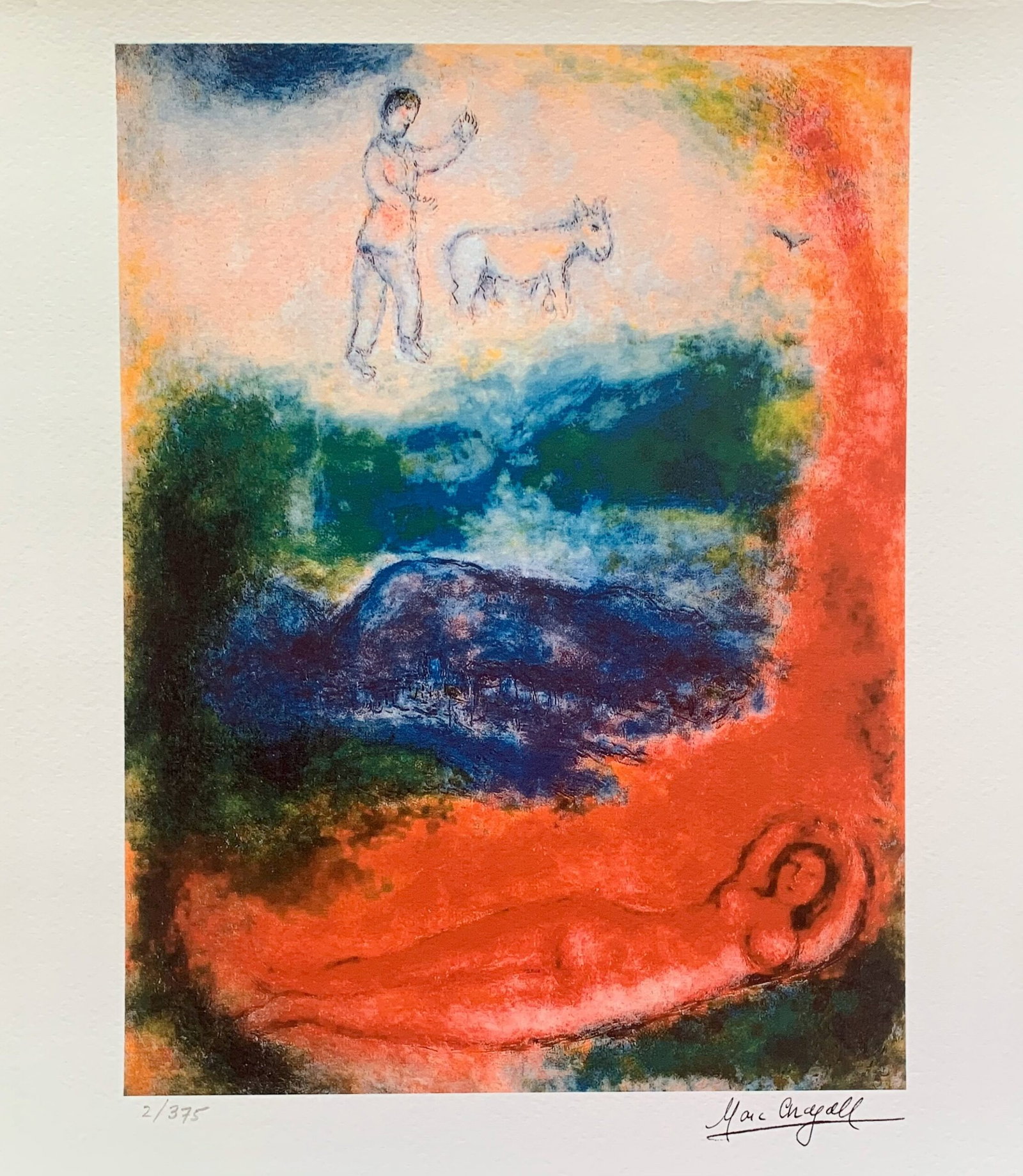 Marc Chagall LE REVE Limited Edition Facsimile Signed Giclee: This is a Marc Chagall limited edition x-small giclee titled Le Reve. This giclee is facsimile signed on the lower right and is pencil numbered on the lower left from an edition of 375. Paper measures