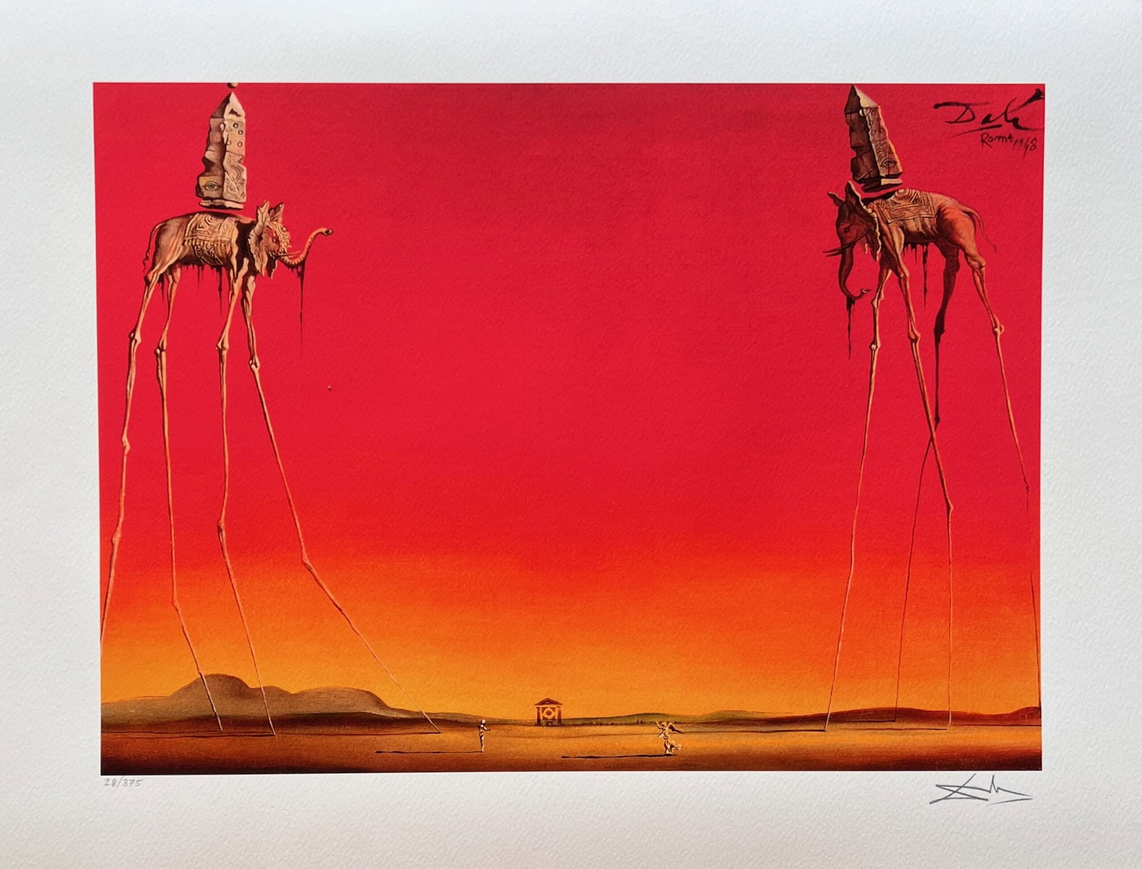 Salvador Dali LES ELEPHANTS Facsimile Signed Numbered Giclee: This is a limited edition giclee titled LES ELEPHANTS by Salvador Dali. This piece is facsimile signed on the lower right. Pencil numbered from an edition of 375. Paper measures 17 inches x 24