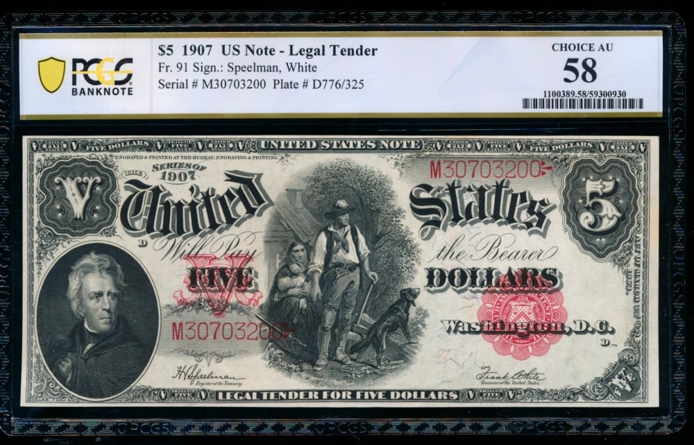 1907 $5 Legal Tender Note PCGS 58 (1 of 2)