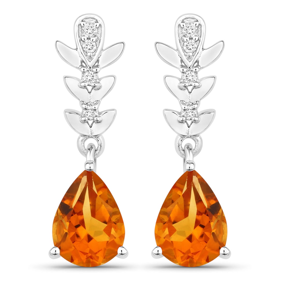Plated Rhodium 1.80ctw Citrine and Lab Diamond Earrings (1 of 3)